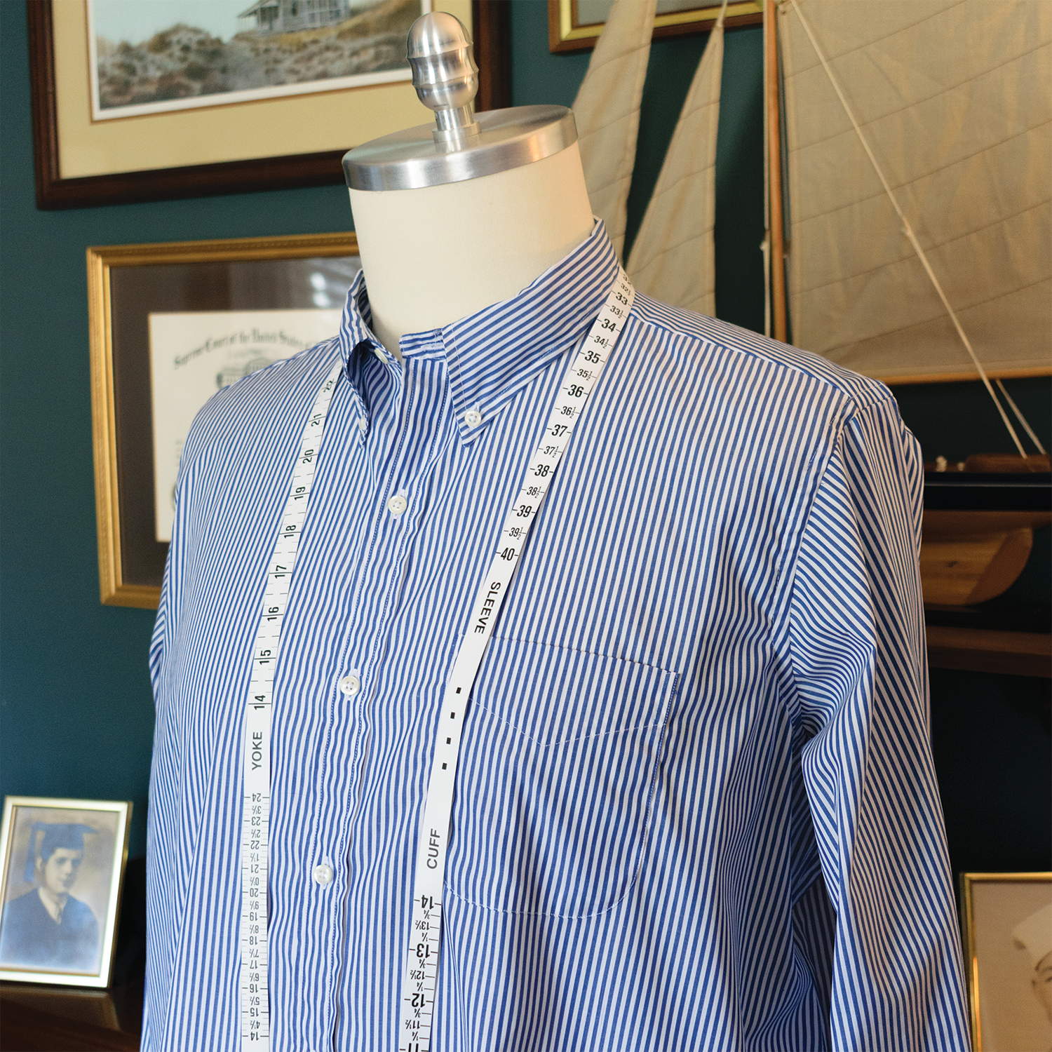 Blue Bengal Stripe Button Down Shirt - Made To Order