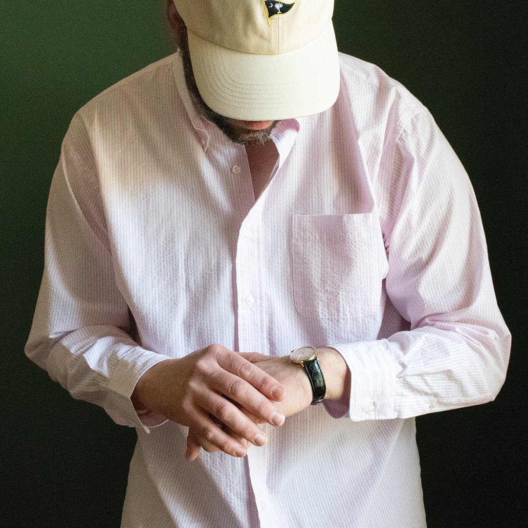 Pink / White Seersucker Button Down Shirt - Classic Fit