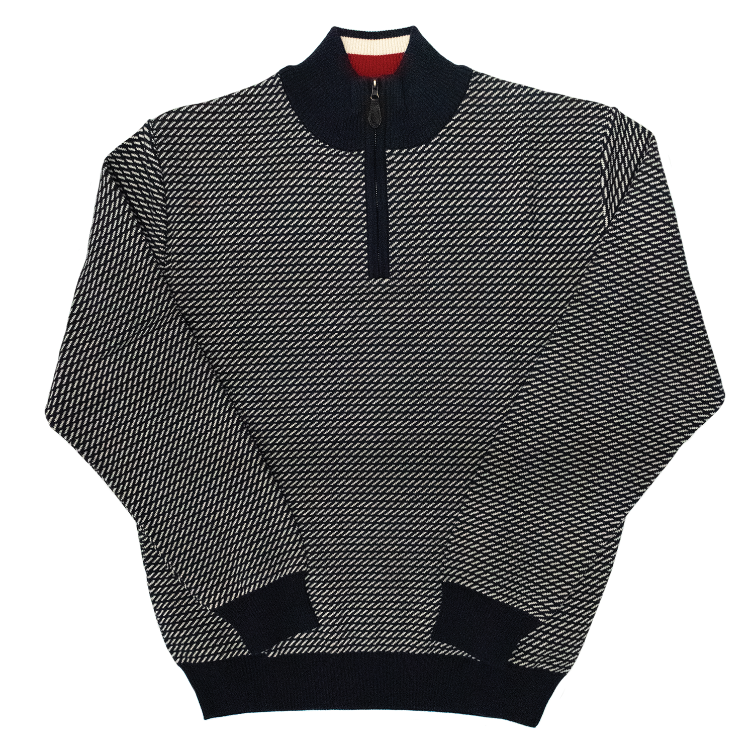 Navy Birdseye Quarter Zip Sweater