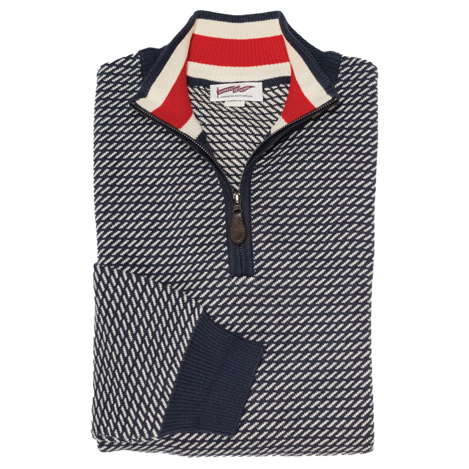 Navy Birdseye Quarter Zip Sweater