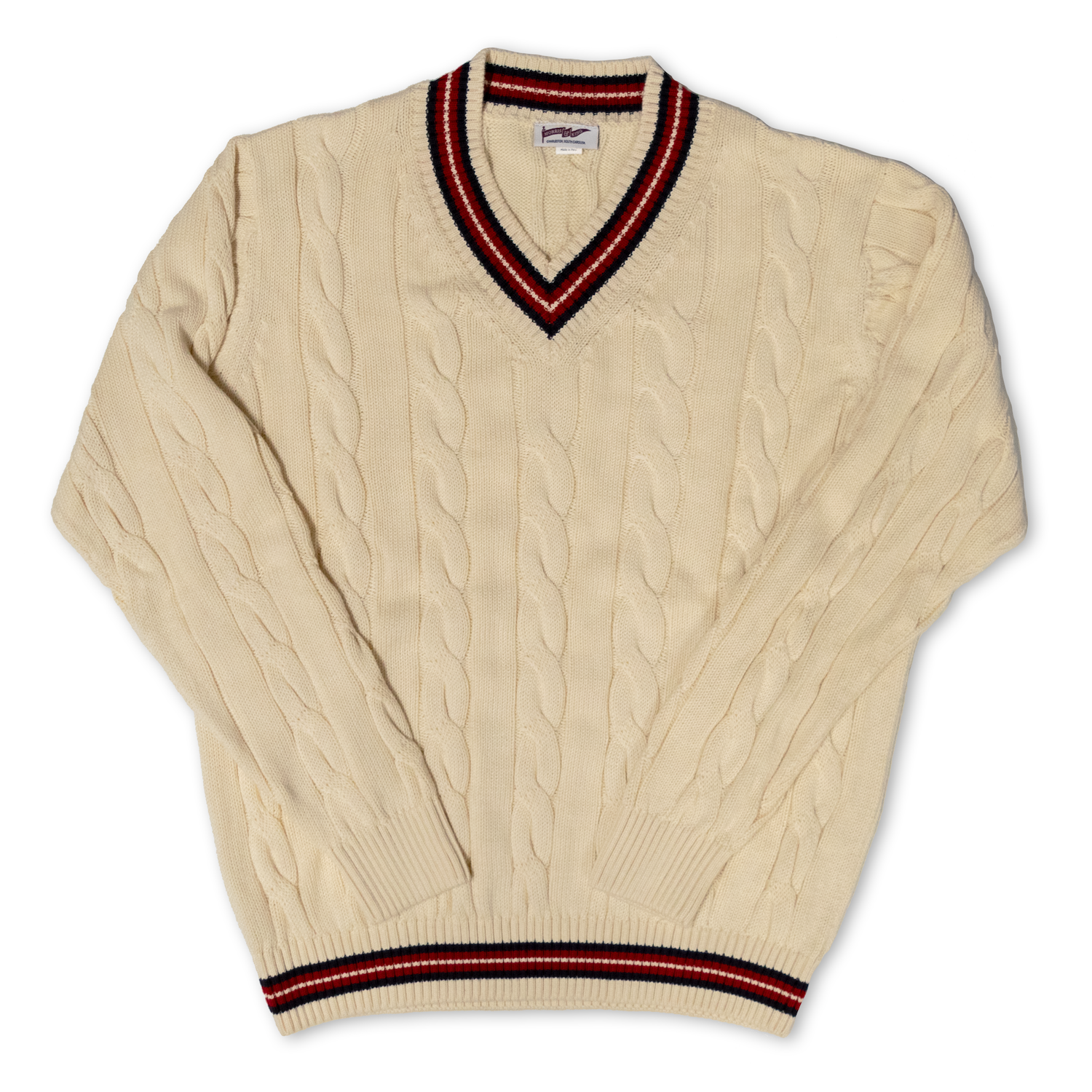 Cream / Navy / Red Classic Cricket Sweater