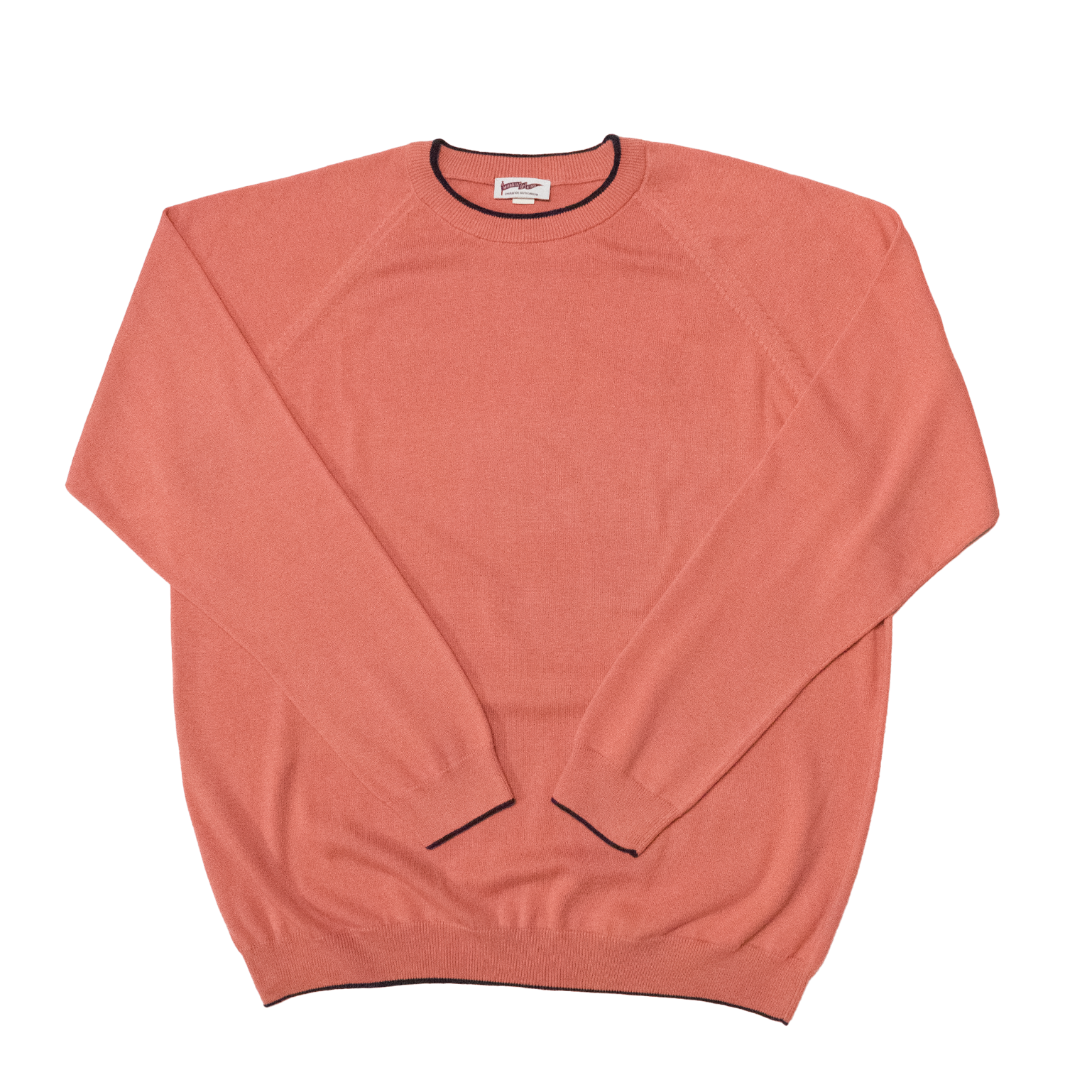 Salmon / Dark Navy Tipped Lightweight Sweater