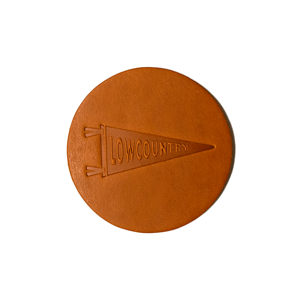 Mahogany Lowcountry Pennant Leather Coaster Set