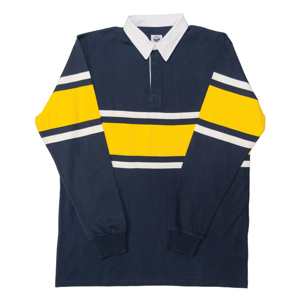 Navy / Yellow / White Stripe Winter Woven Rugby Shirt