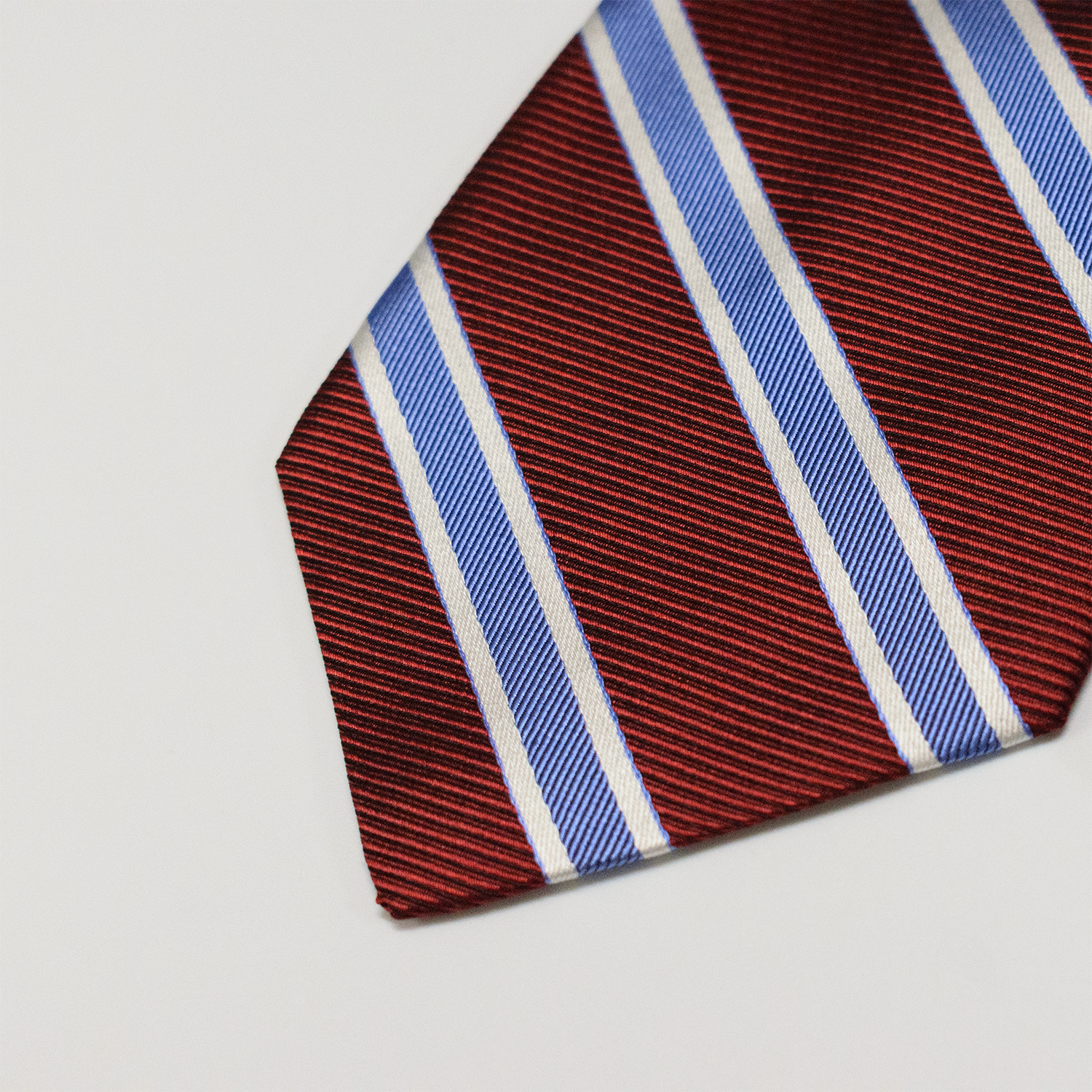 Burgundy / Blue/ Silver Triple Stripe Repp Tie