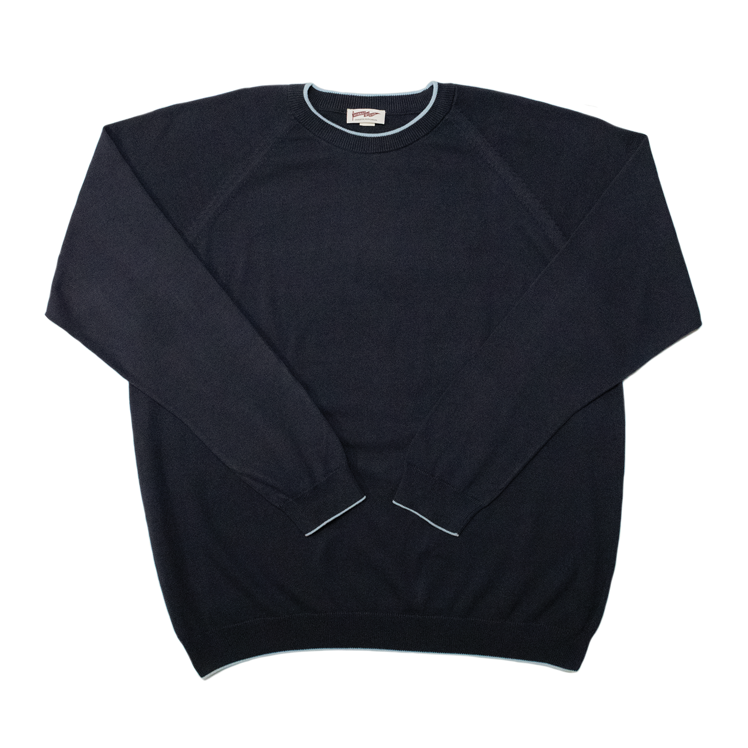 Dark Navy / Chambray Tipped Lightweight Sweater