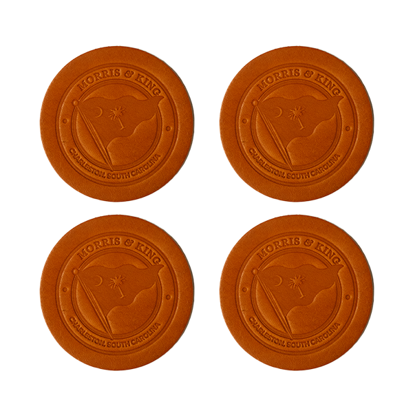 Mahogany Bridle M&K Logo Leather Coaster Set