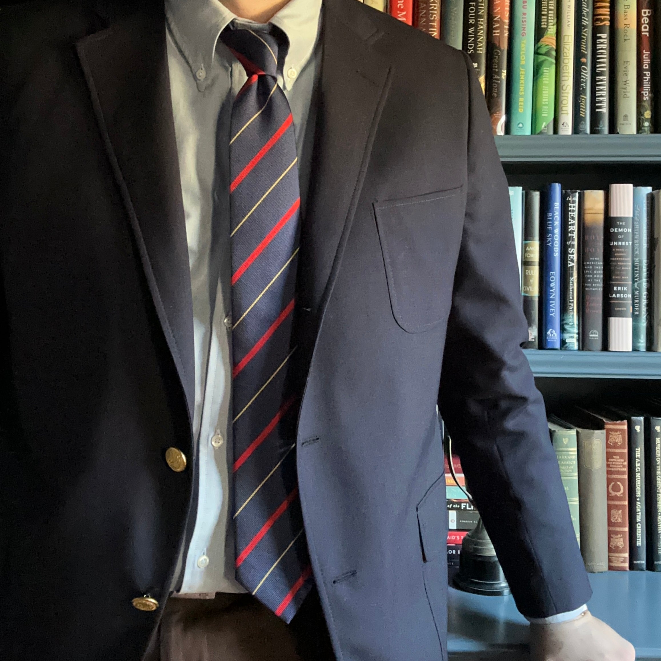 Blue Six Button Oxford Button Down Shirt - Traditional Fit