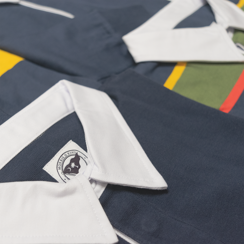 Gold / Navy / Green / Red Stripe Winter Woven Rugby Shirt