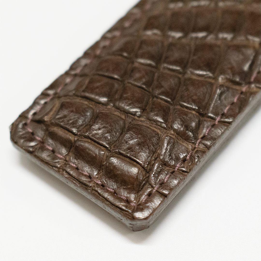 Matte Brown Alligator Money Clip