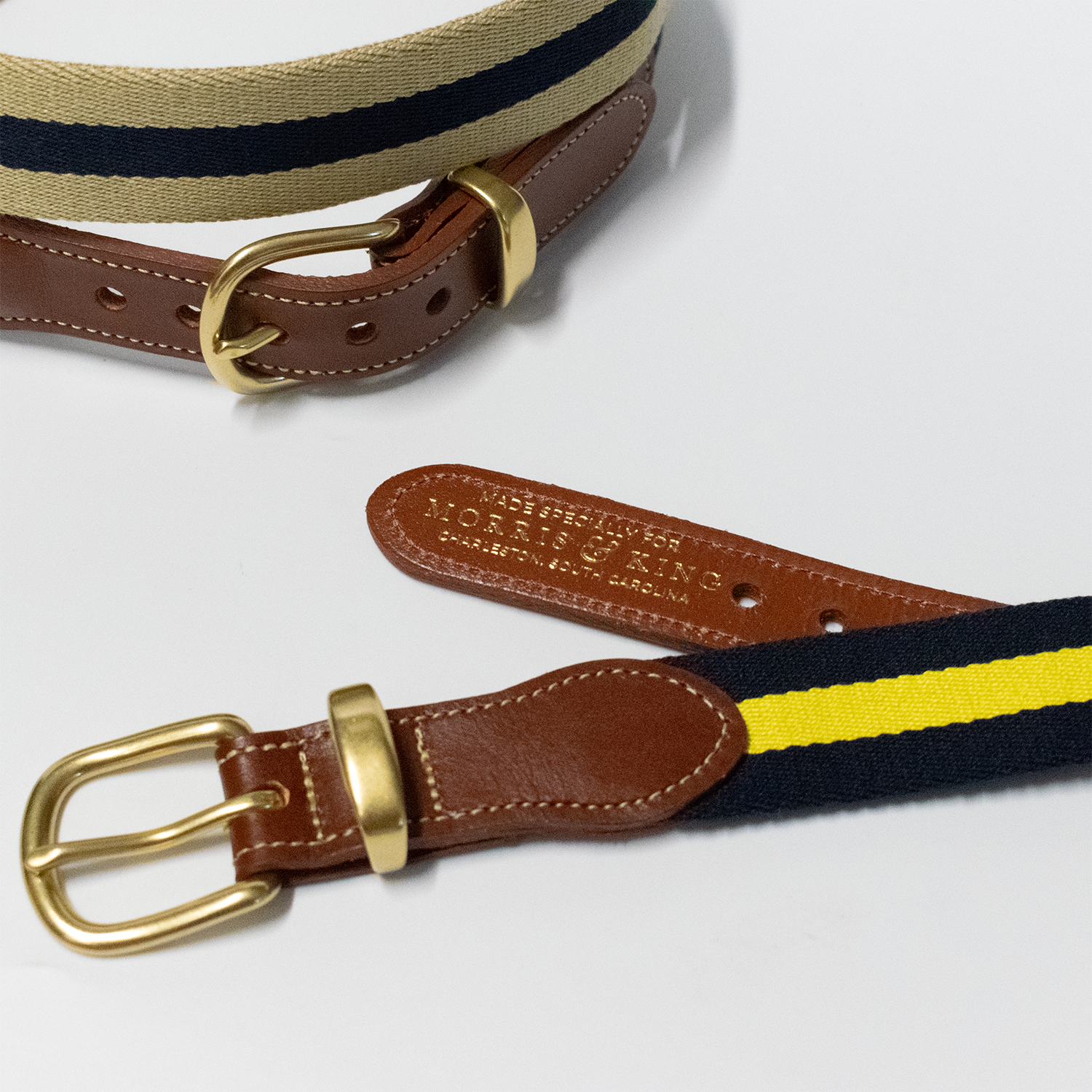 Navy / Yellow Stripe Surcingle Belt