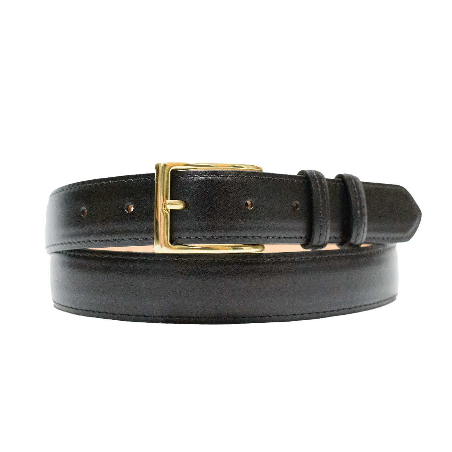 1-1/8" Black French Calf Classic Leather Belt - Made To Order 1-1/8" Black French Calf Classic Leather Belt - Made To Order