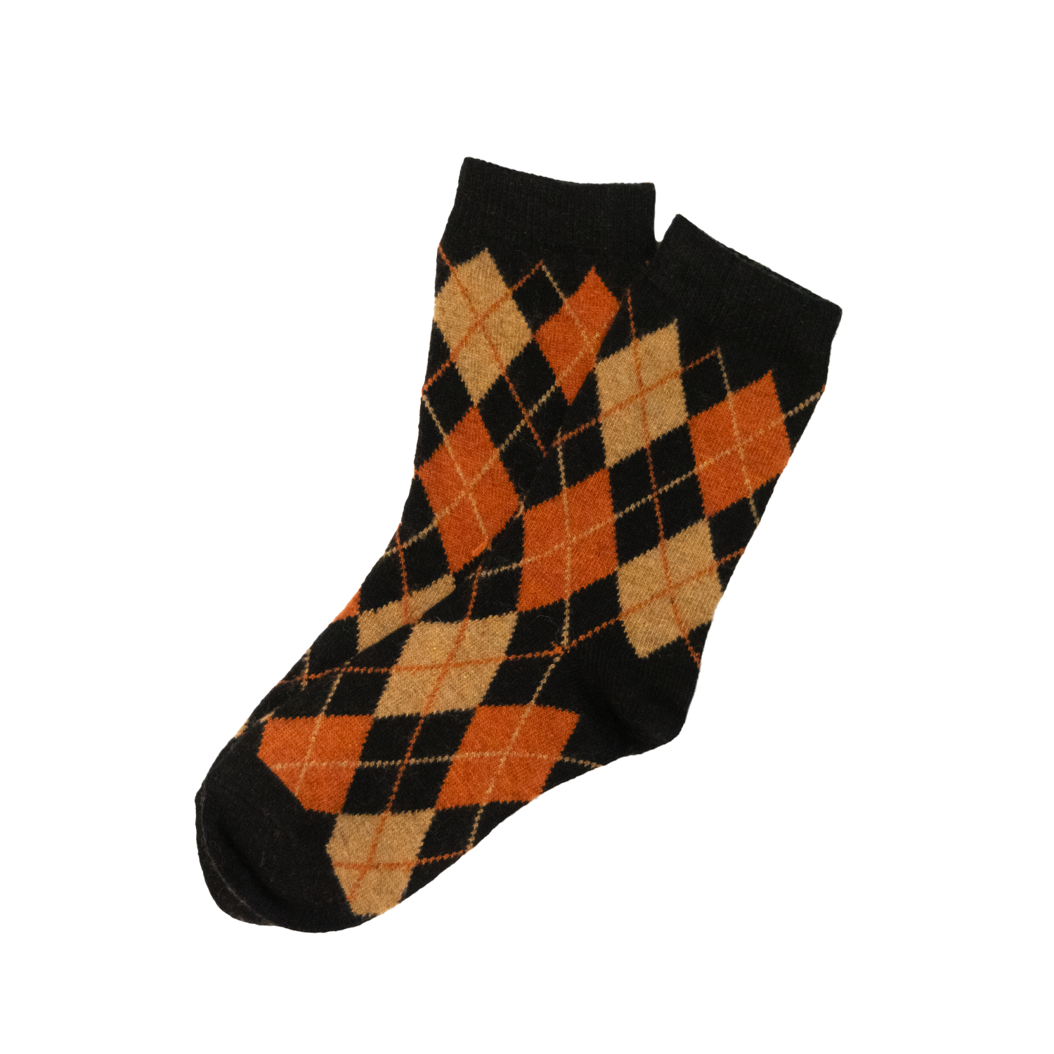 Black/Orange Argyle Socks (SS25)