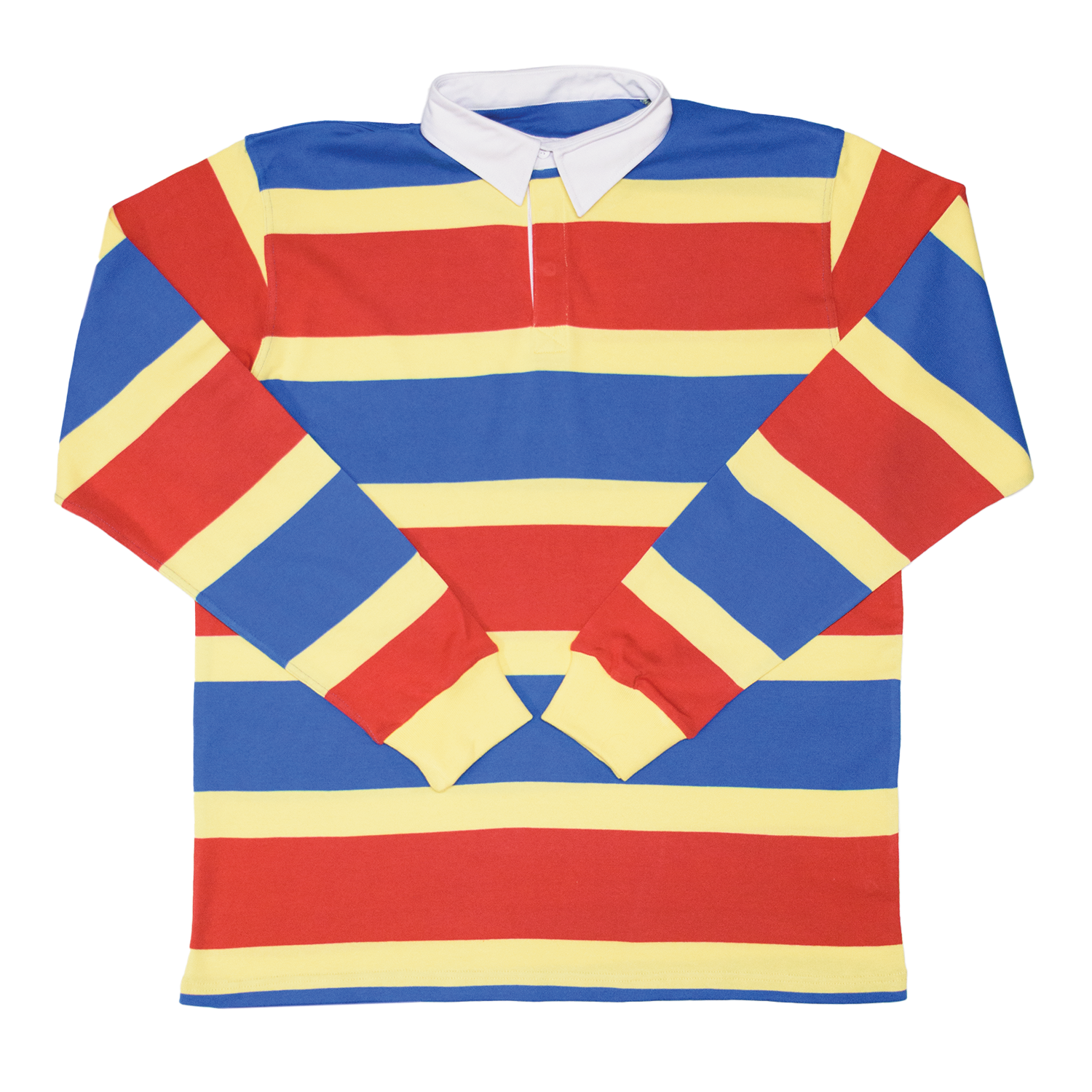 Blue / Sand / Coral Stripe Rugby Shirt - Regular Fit