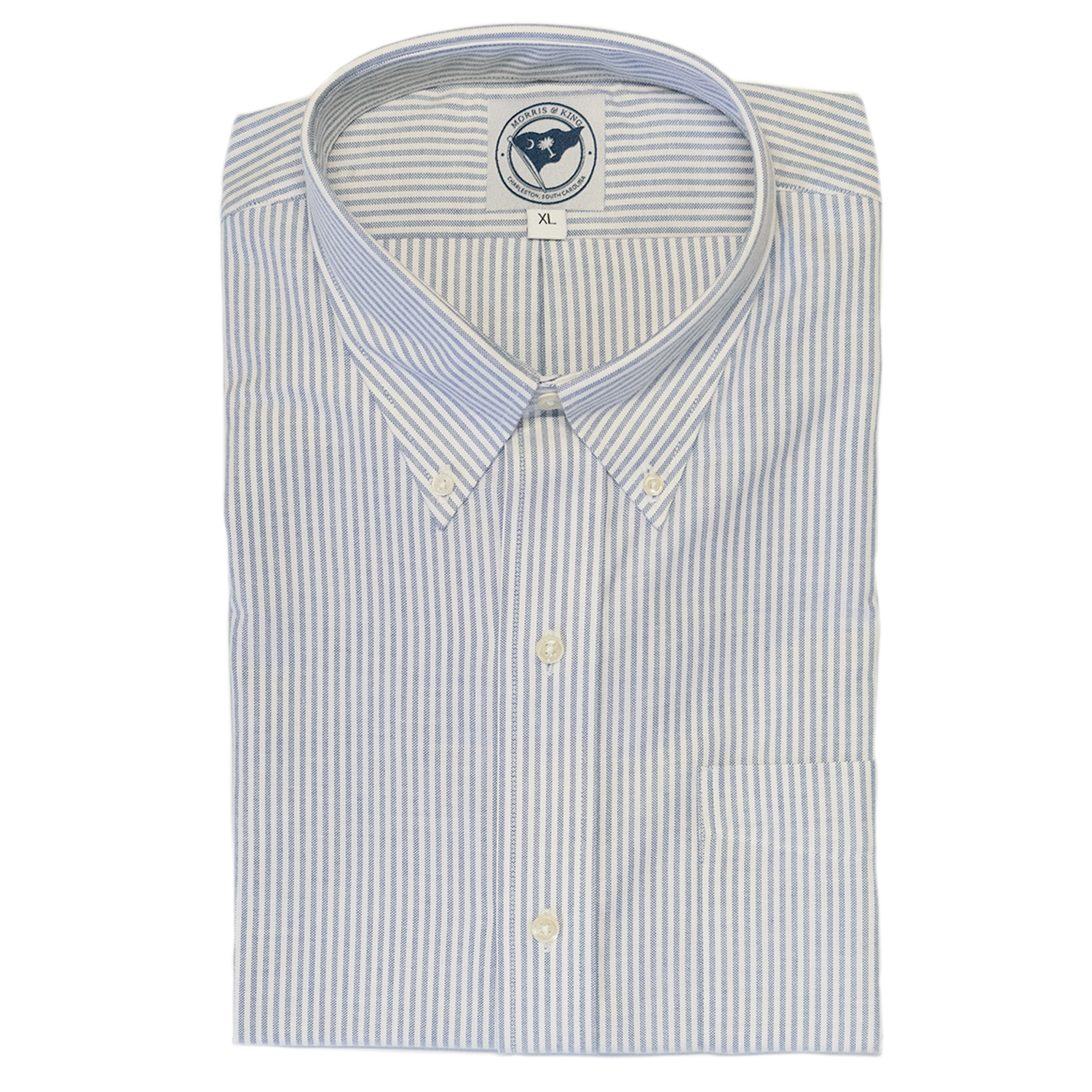 Blue / White Stripe Oxford Button Down Shirt - Traditional Fit