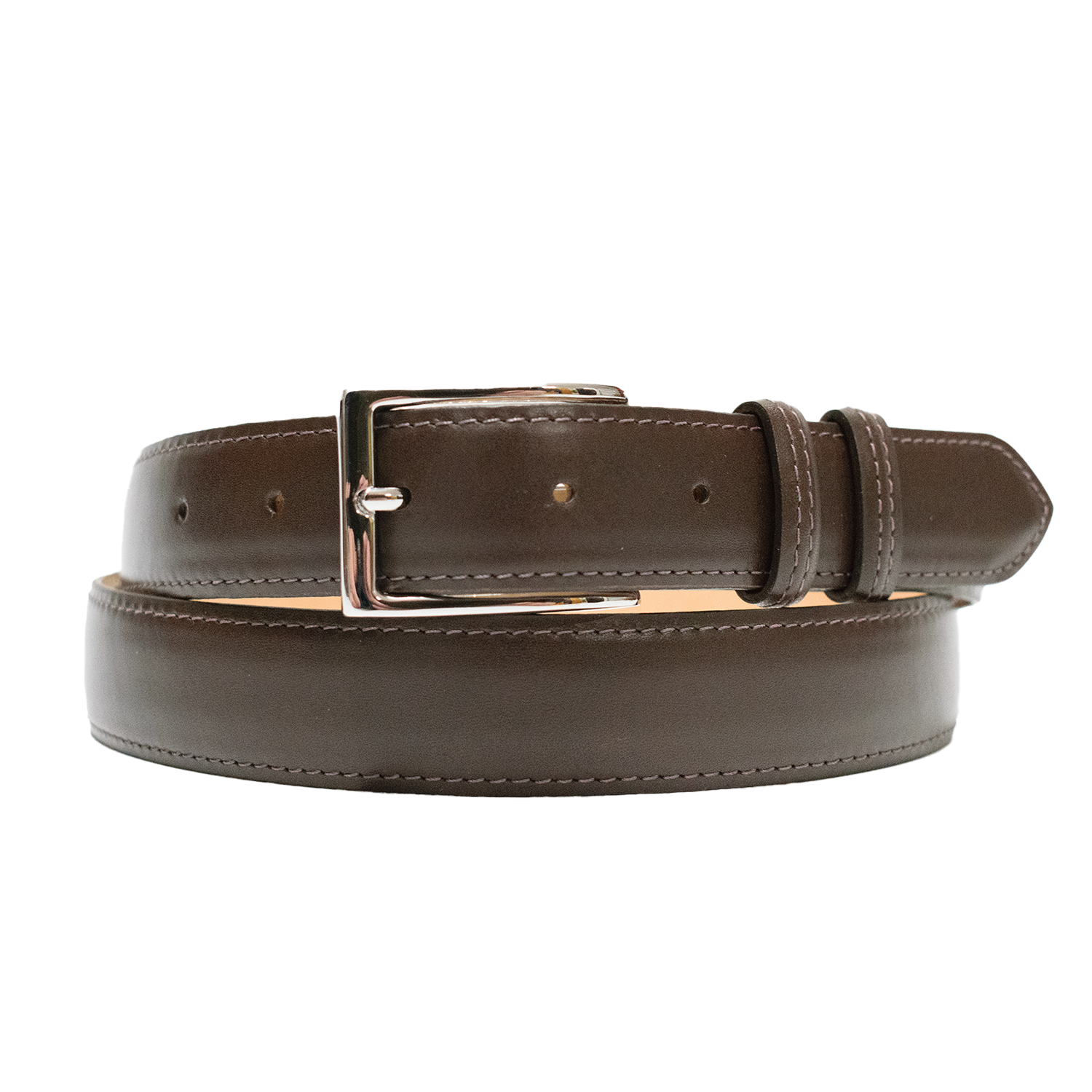 1-1/8" Brown French Calf Classic Leather Belt 46