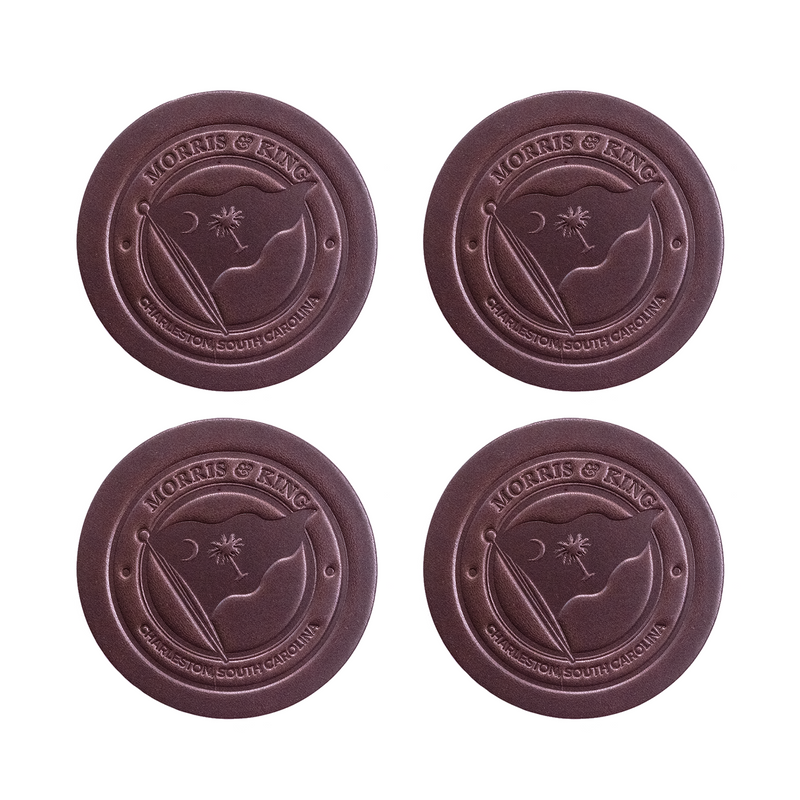 Black Bridle M&K Logo Leather Coaster Set