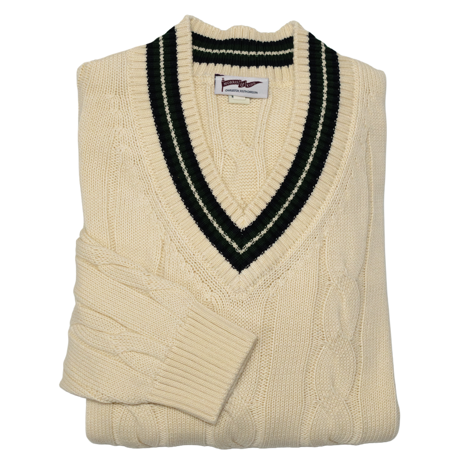 Cream / Navy / Dark Green Classic Cricket Sweater