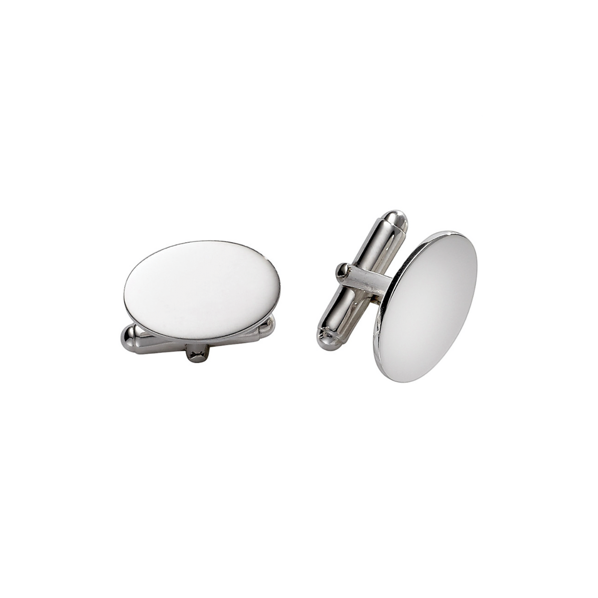 Sterling Silver Small Plain Oval Cuff Links - Made To Order