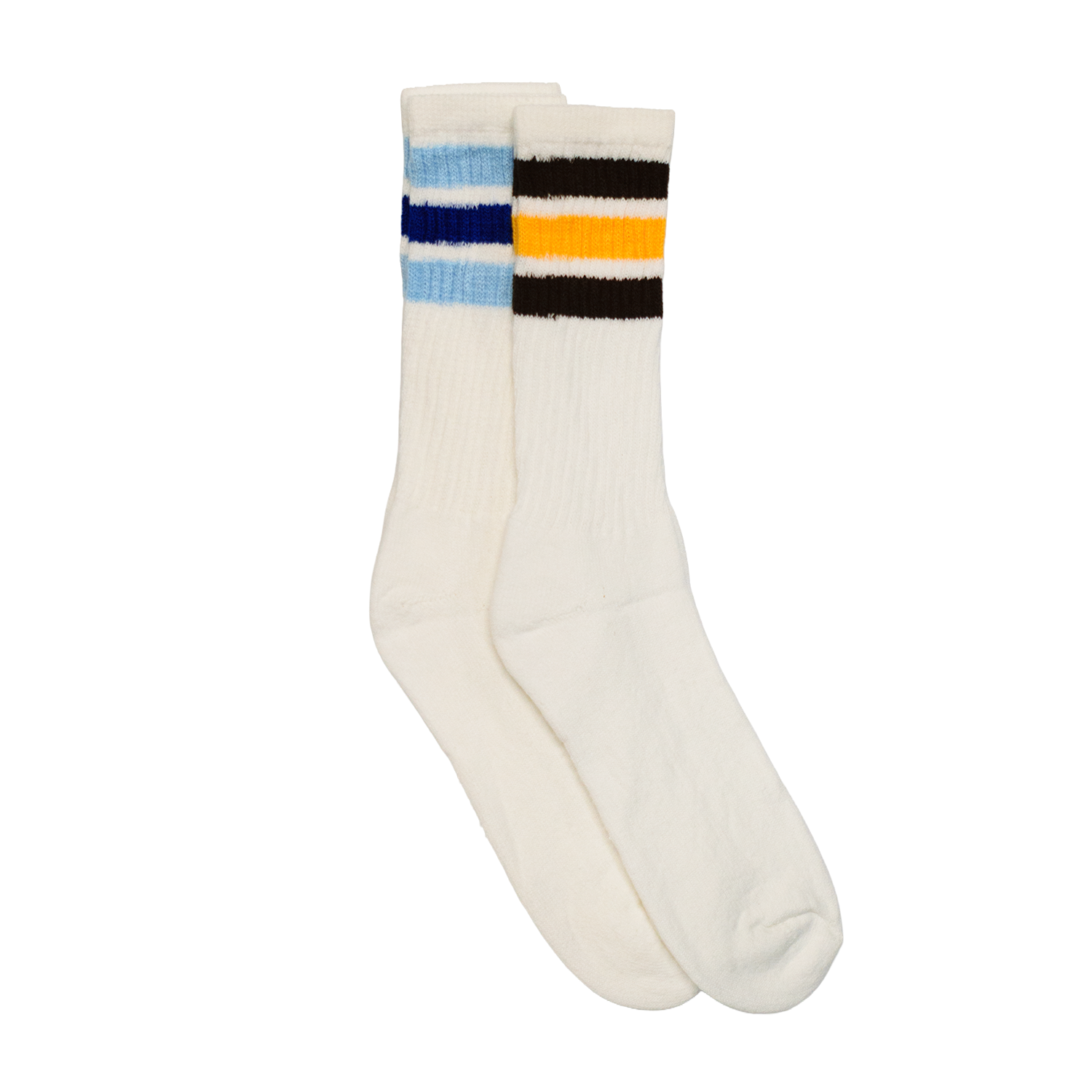 Cyan / Blue & Brown / Yellow Stripe Socks (2 Pack)