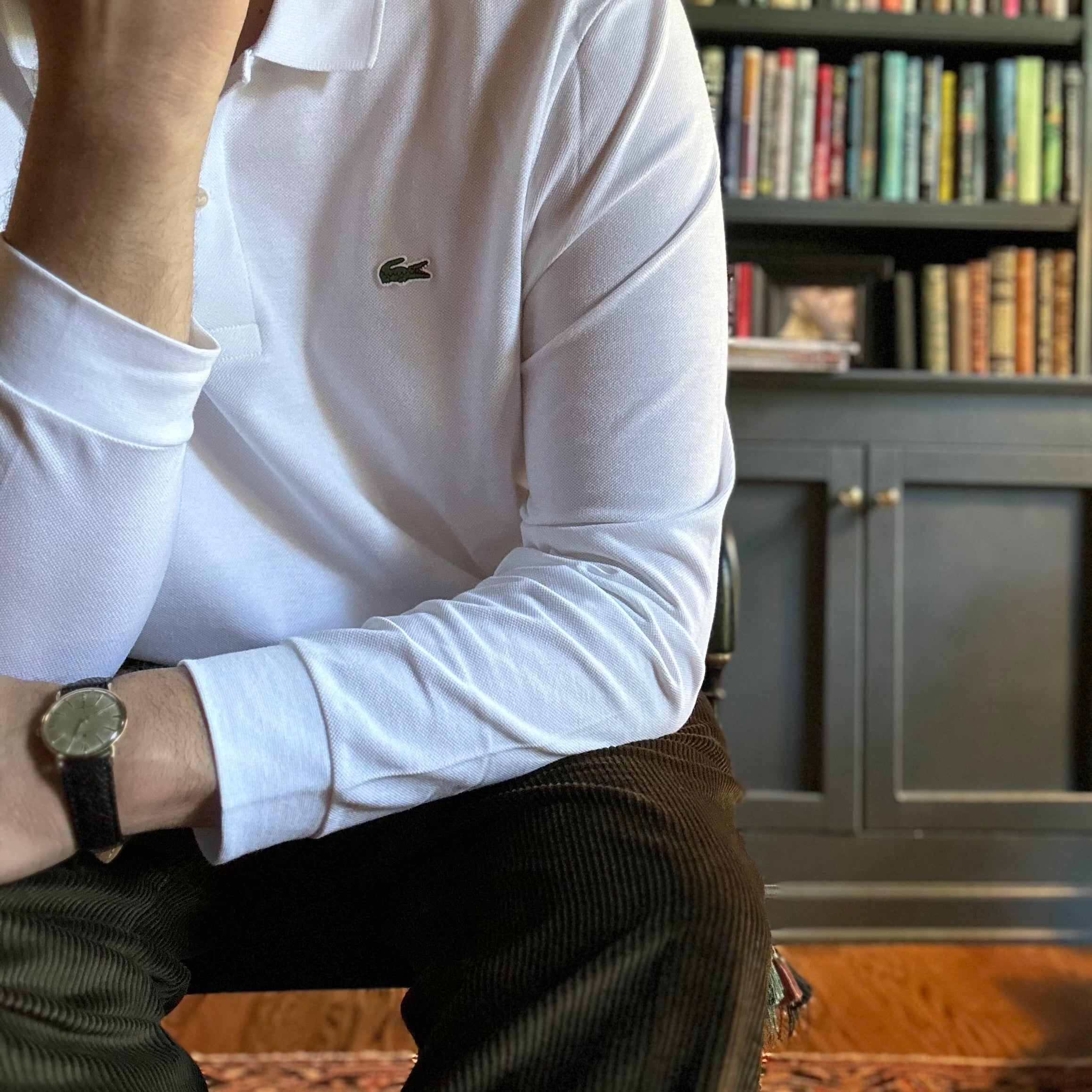 White Original L.12.12 Long Sleeve Polo
