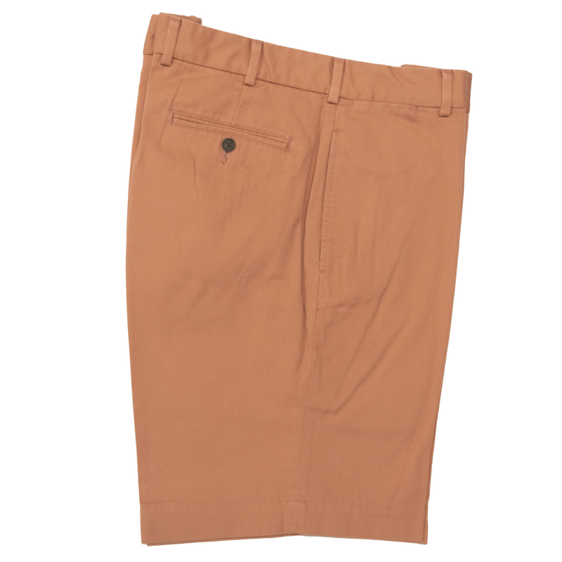 Deep Salmon Combed Cotton Shorts - Classic Fit