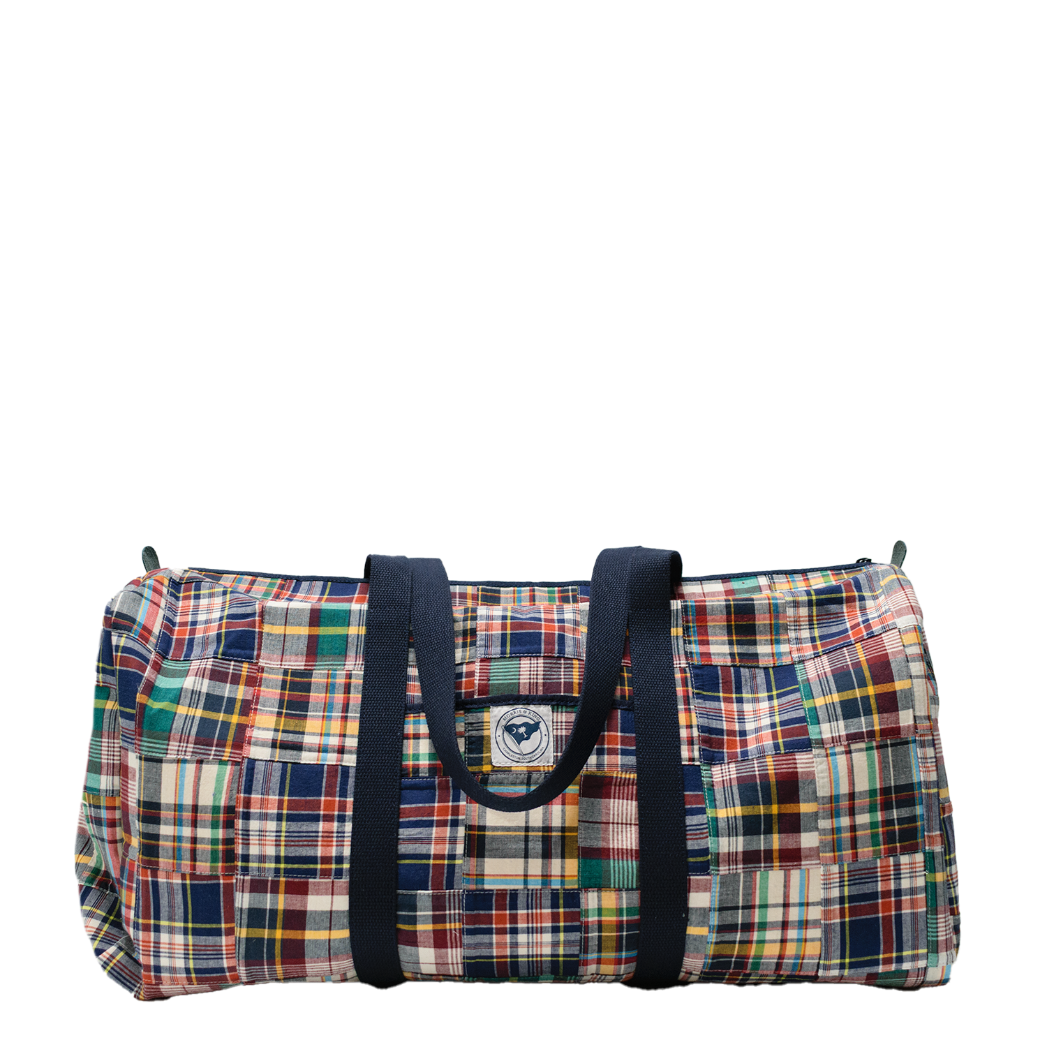 Classic Navy Patch Madras Weekender Bag