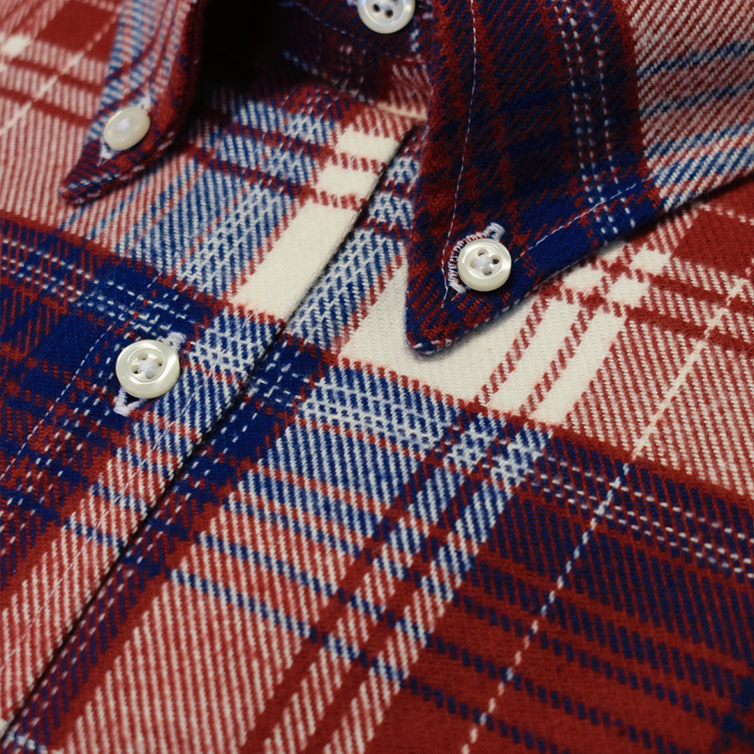 Navy / Red / White Plaid Button Down Shirt - Made To Order