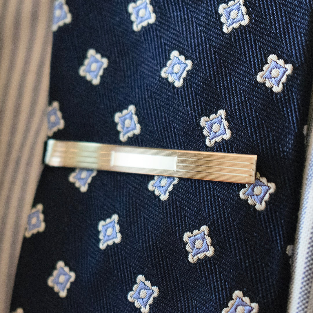 Navy / Blue & Silver Squares Tie