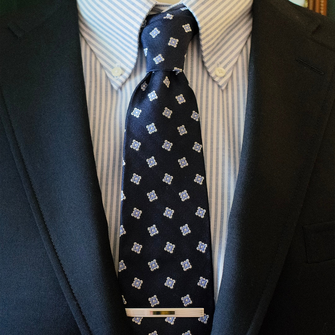 Navy / Blue & Silver Squares Tie