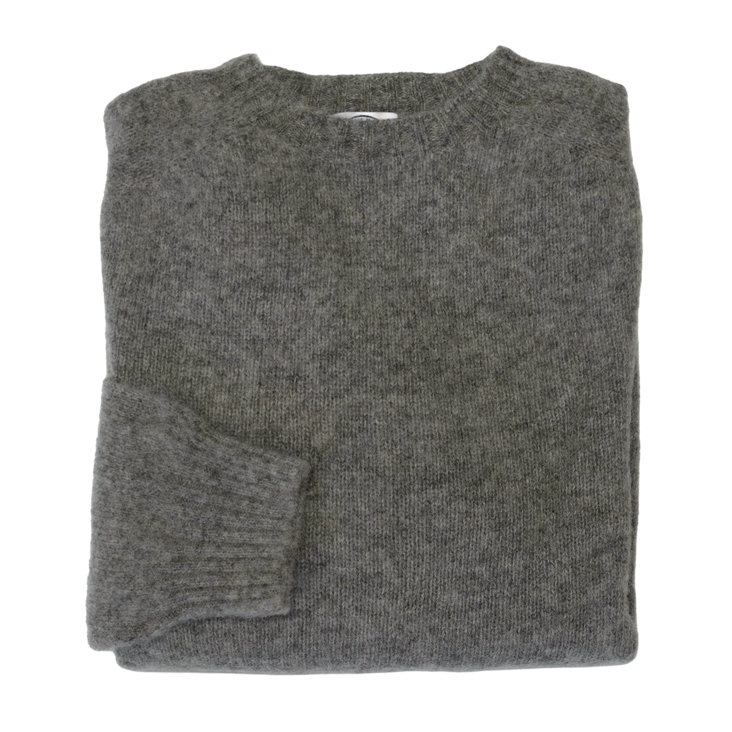 Medium Grey Brushed Scottish Shetland Wool Sweater