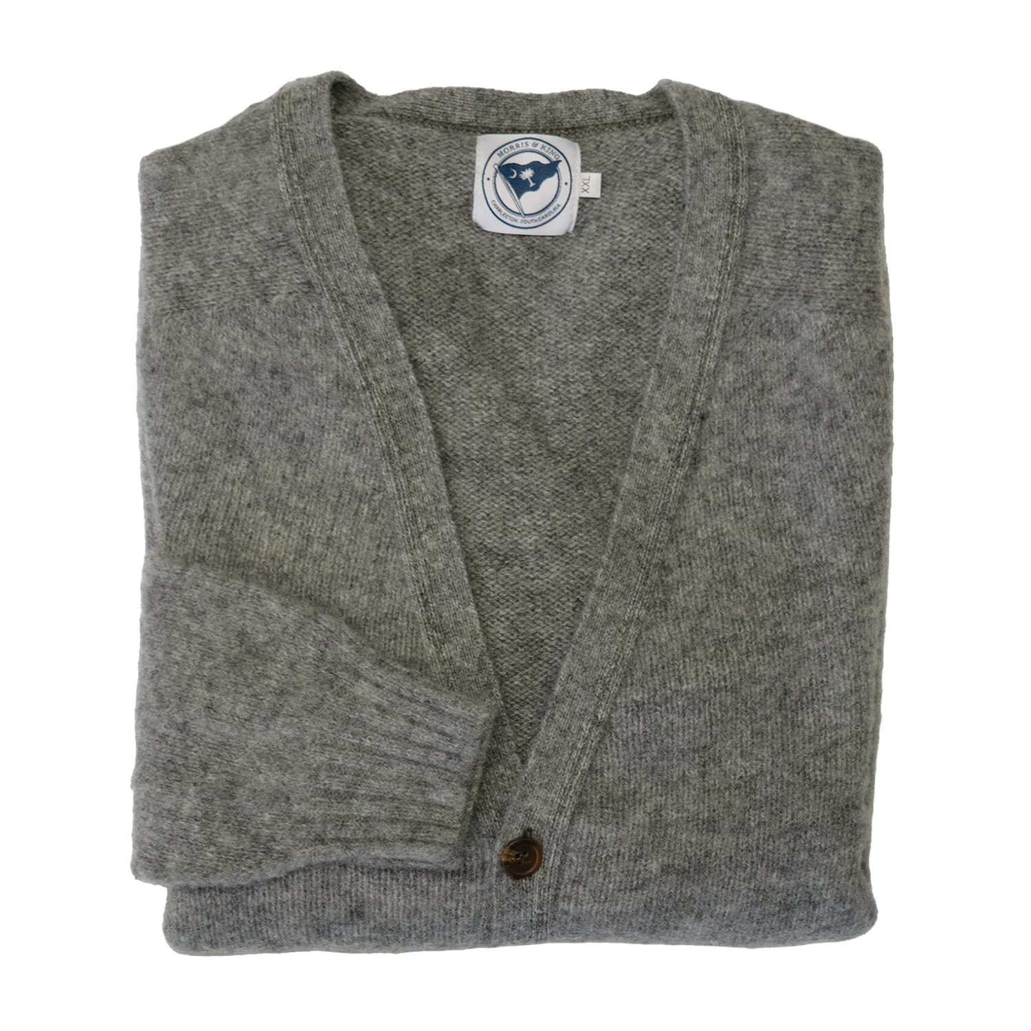 Medium Grey Brushed Scottish Shetland Wool Cardigan