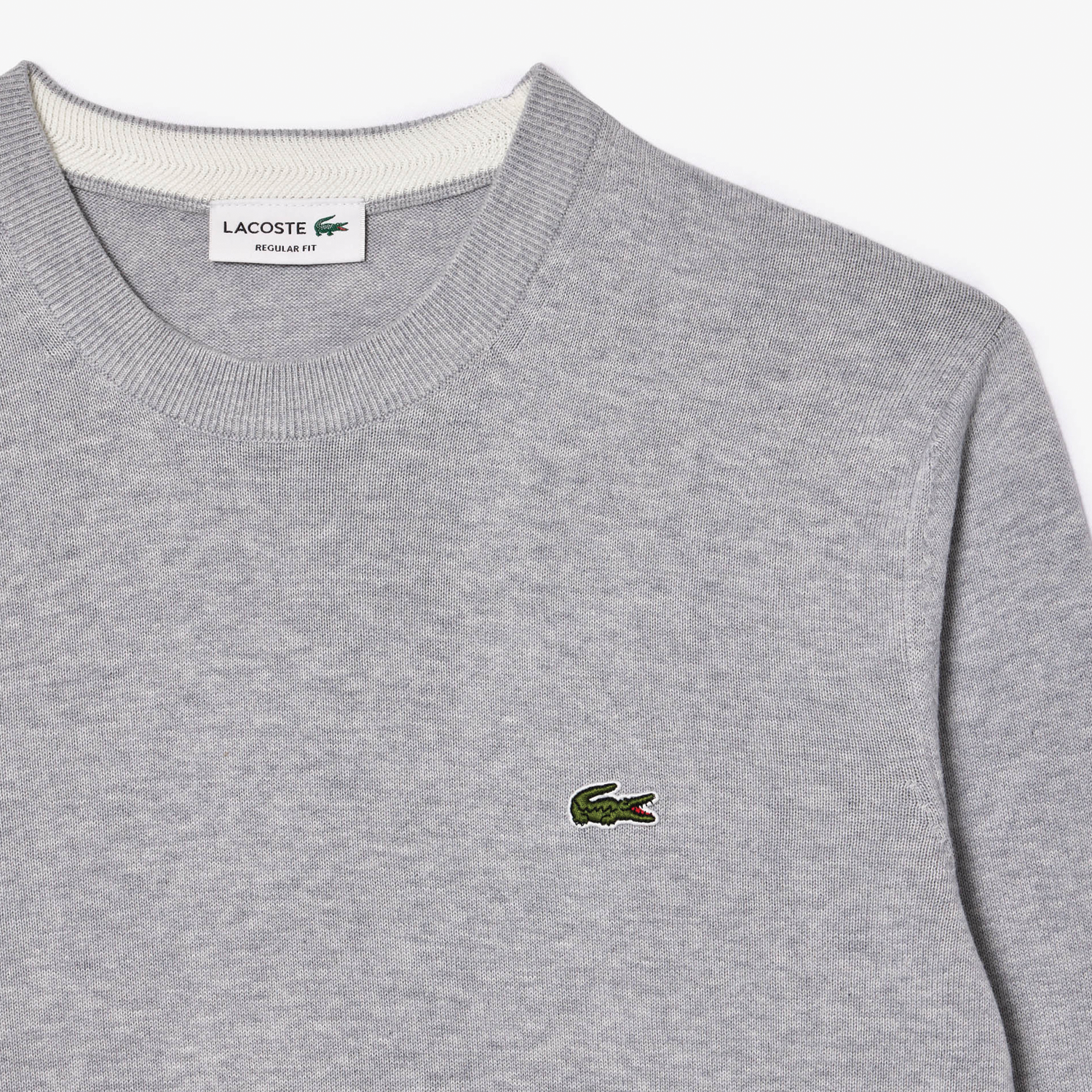 Grey Chine Cotton Crew Neck Sweater