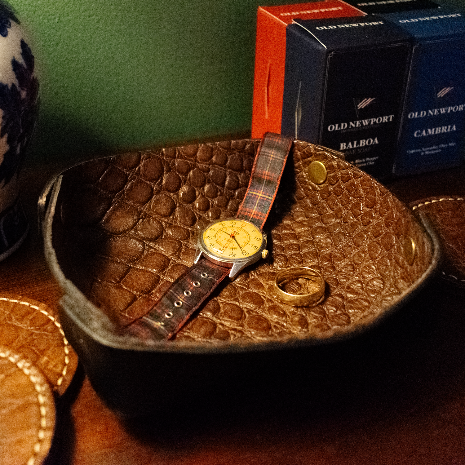 Alligator Leather Valet Tray