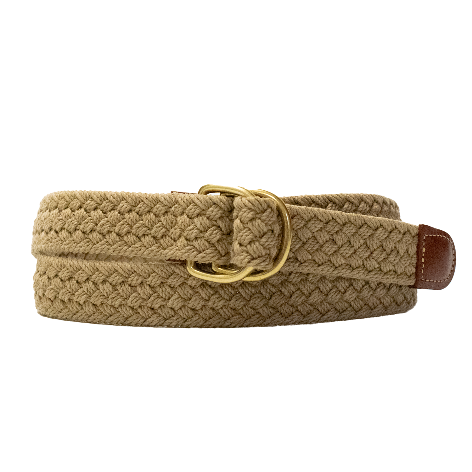 Khaki Woven D-Ring Belt
