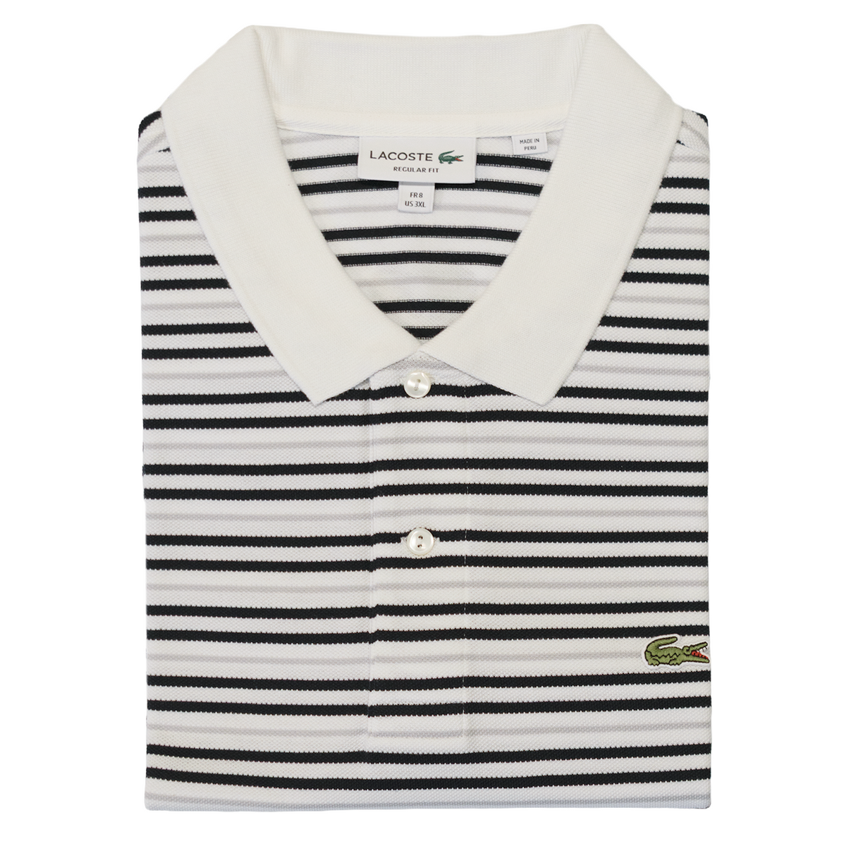 Black / White Stripe Piqué Polo