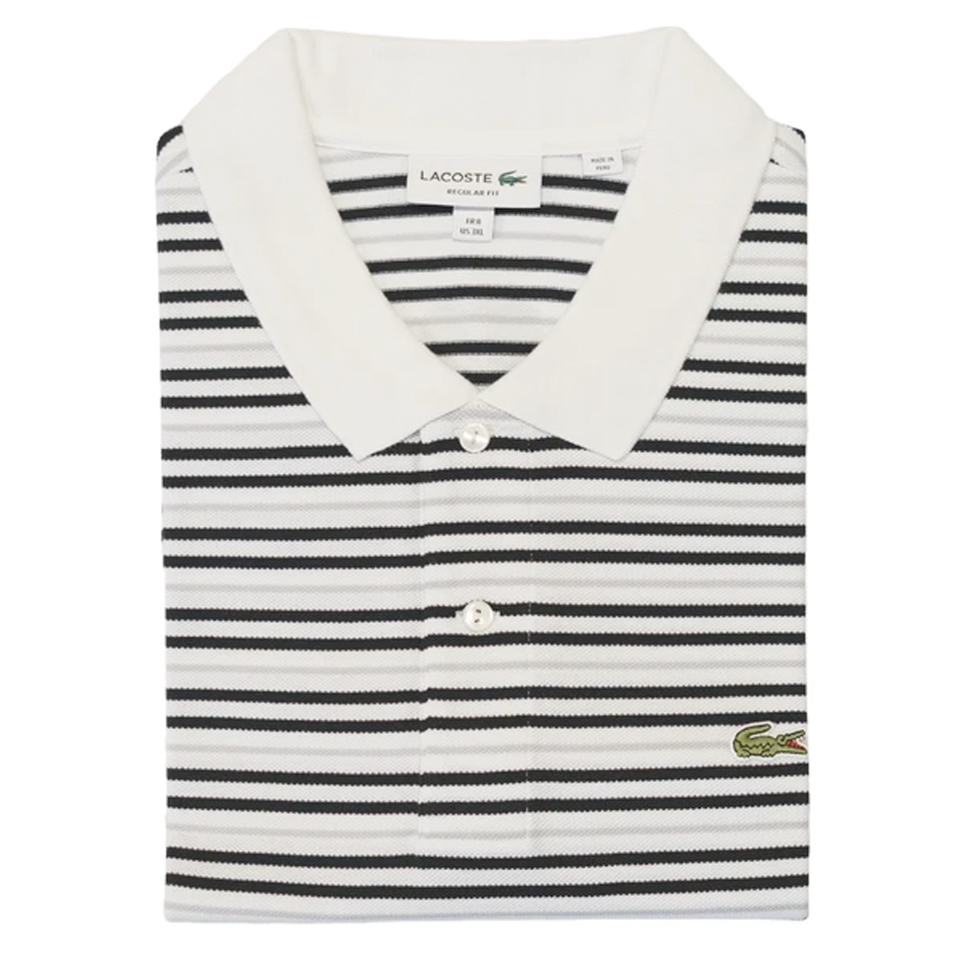Black / White Stripe Piqué Polo