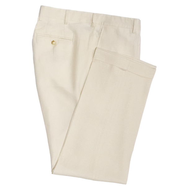 Cream Linen Trousers - Classic Fit