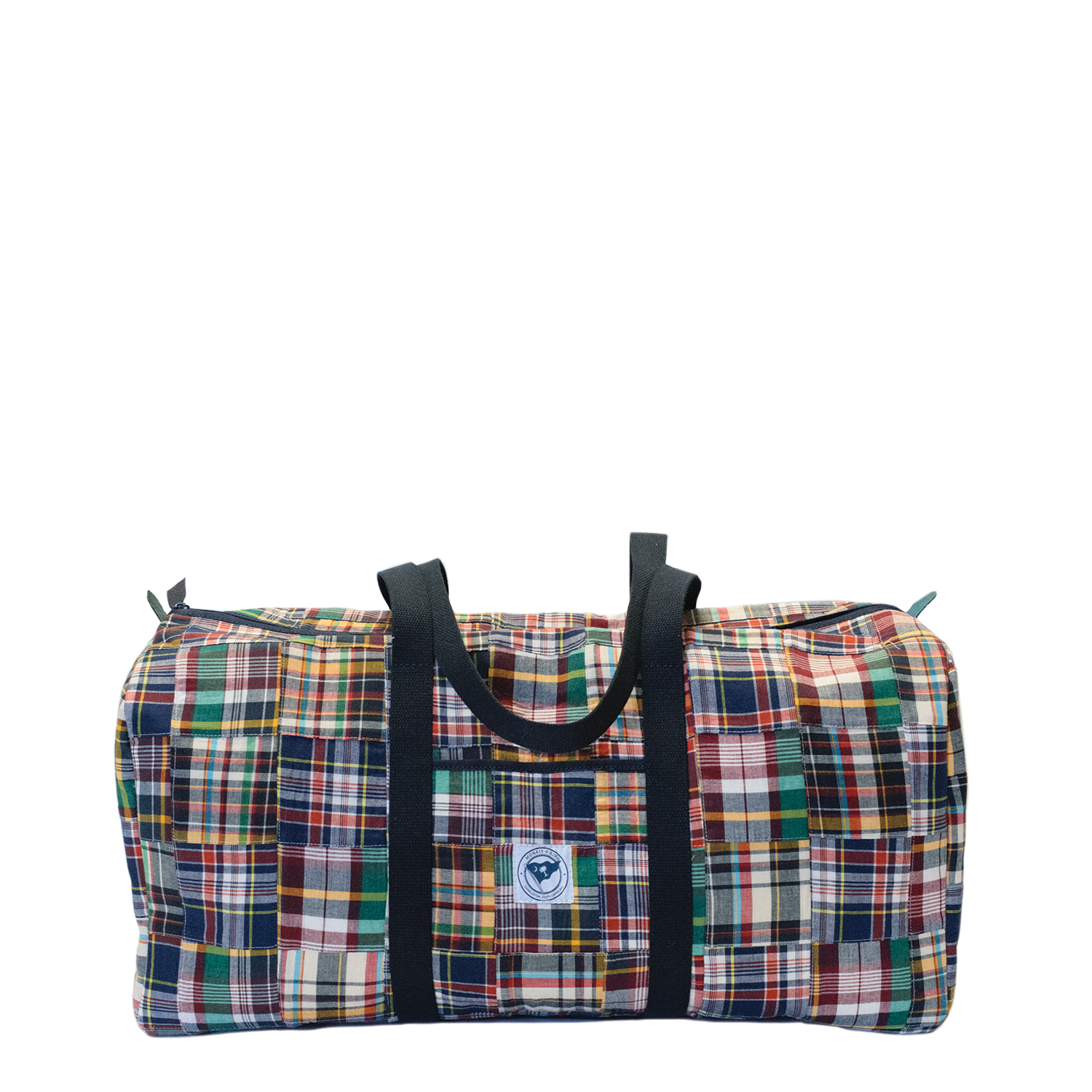 Classic Navy Patch Madras Weekender Bag