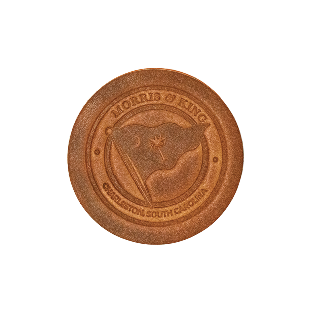 Mahogany Bridle M&K Logo Leather Coaster Set