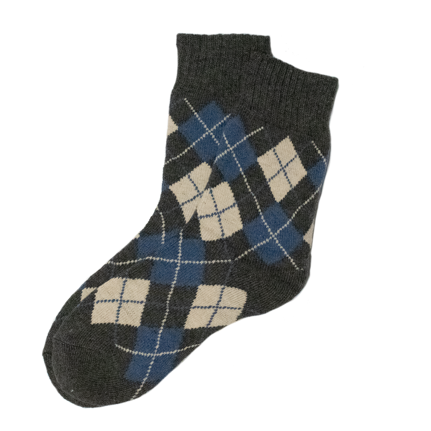 Dark Heather / Blue Mid-Weight Argyle Socks (SS24)