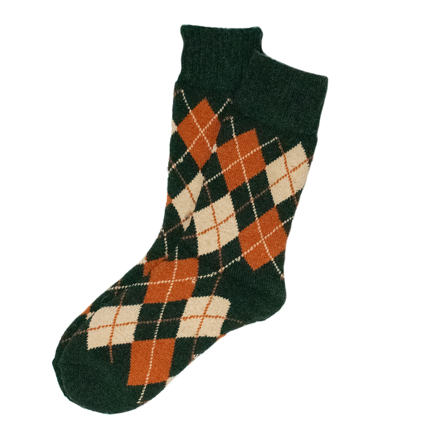 Forest Green / Terracotta Mid-Weight Argyle Socks (SS24)