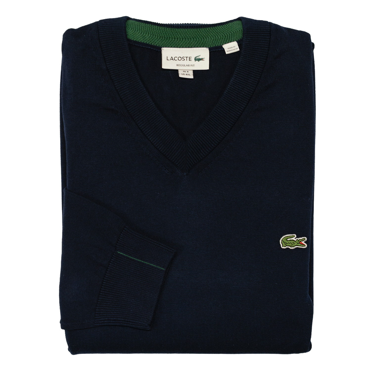 Navy Blue Cotton V-Neck Sweater