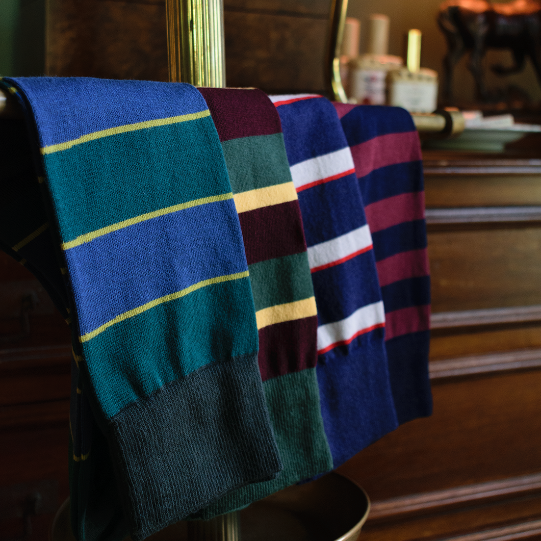 Green / Navy / Yellow Lightweight Cotton Socks