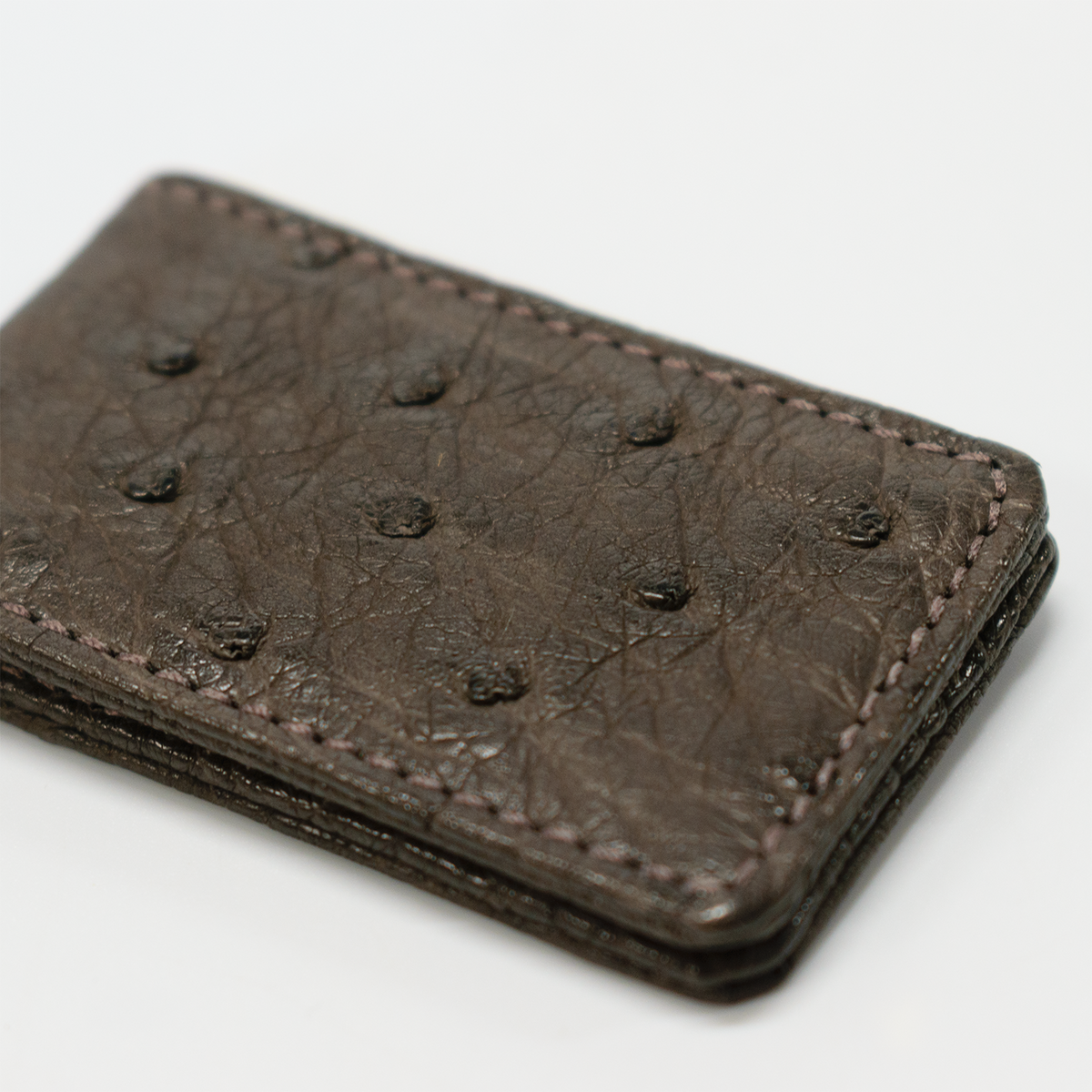 Matte Brown Ostrich Money Clip