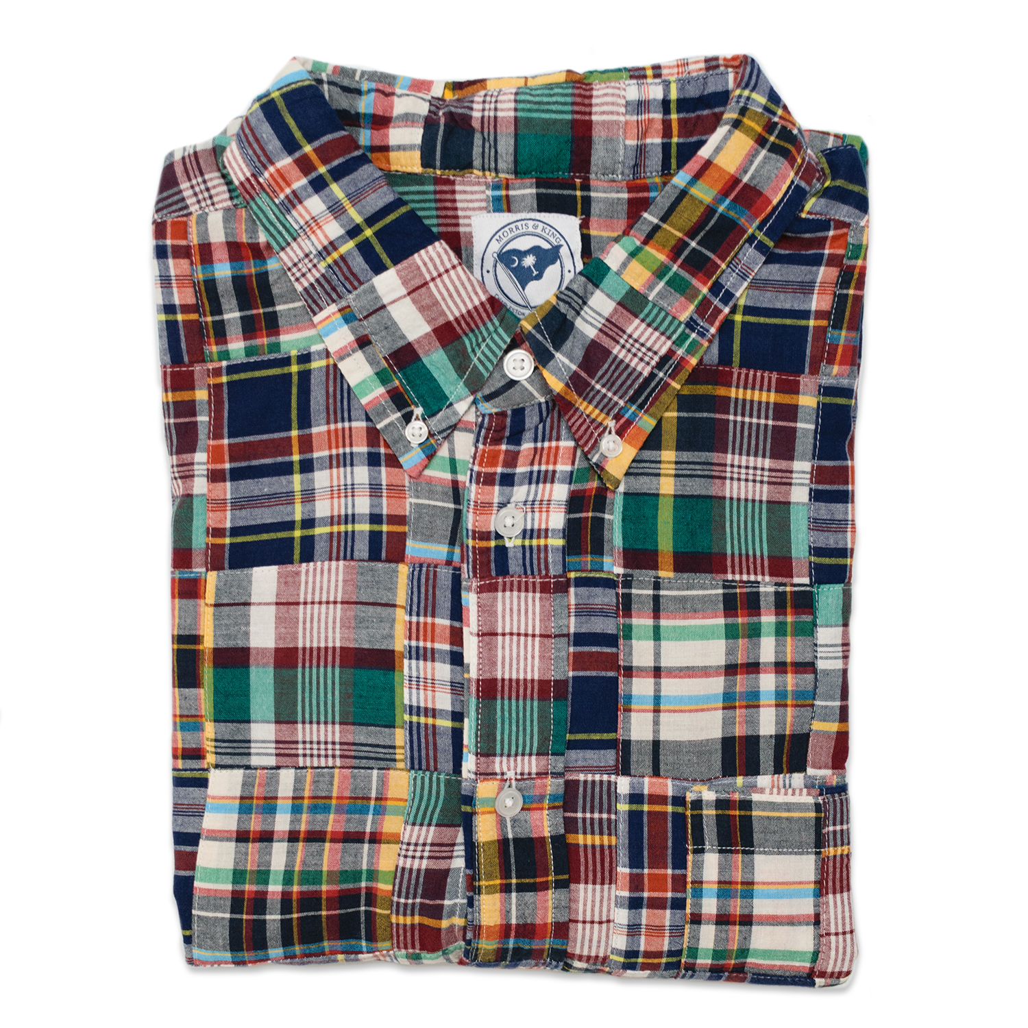 Navy Patch Madras Button Down Shirt - Classic Fit