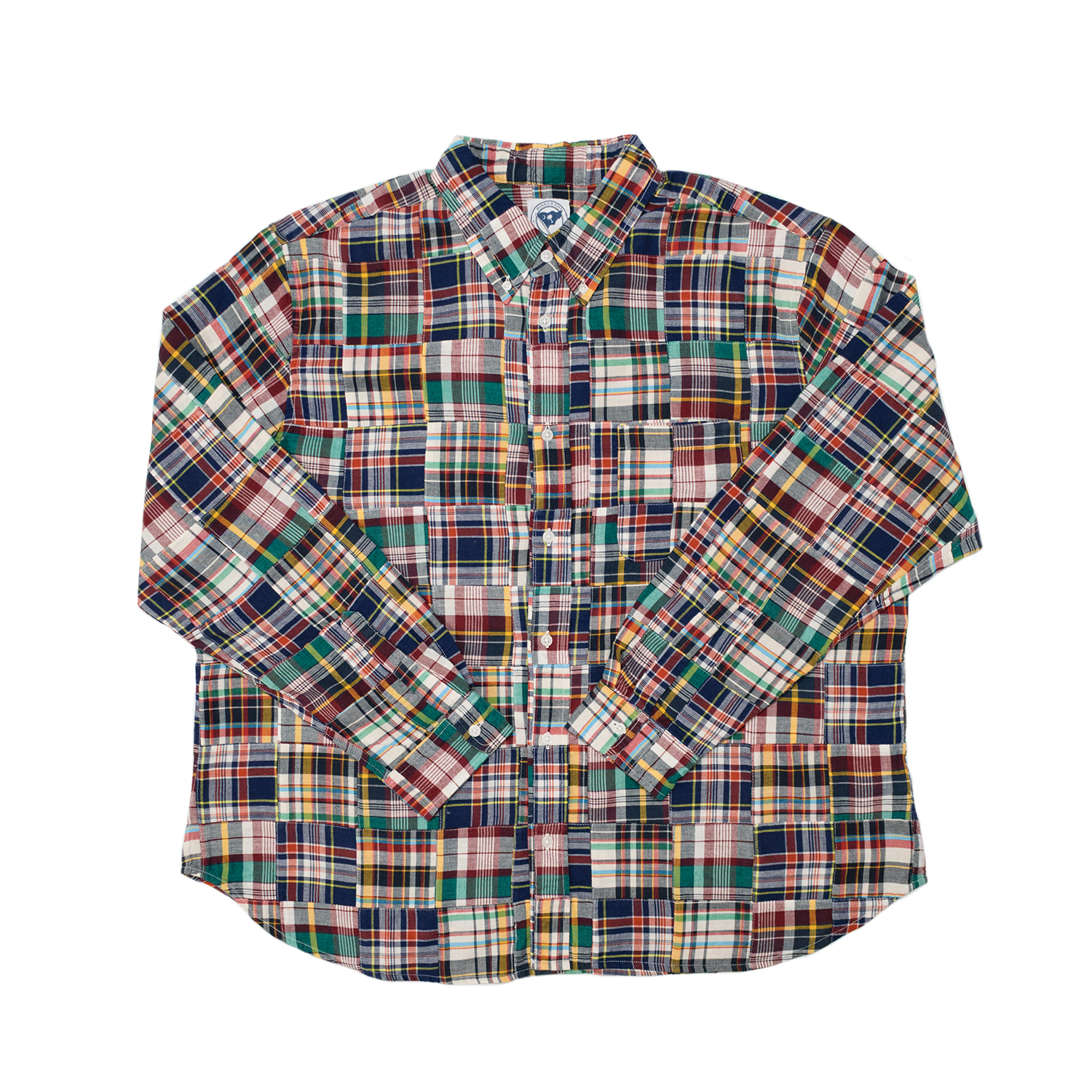 Navy Patch Madras Button Down Shirt - Classic Fit