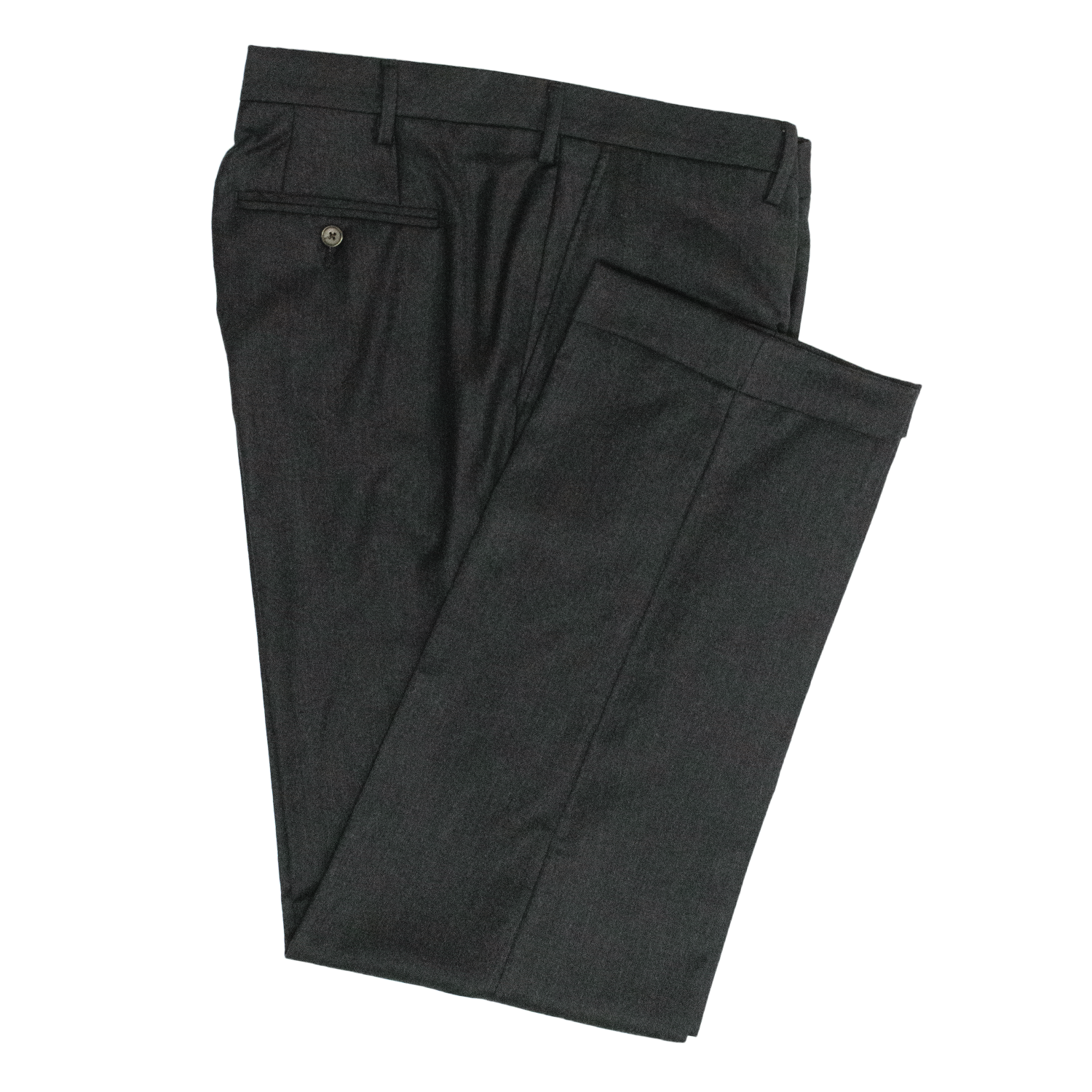 Charcoal Wool Flannel Trousers Classic Fit