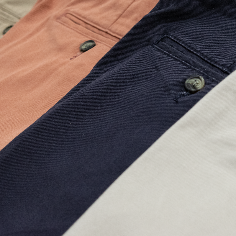 Deep Salmon Combed Cotton Pants - Classic Fit