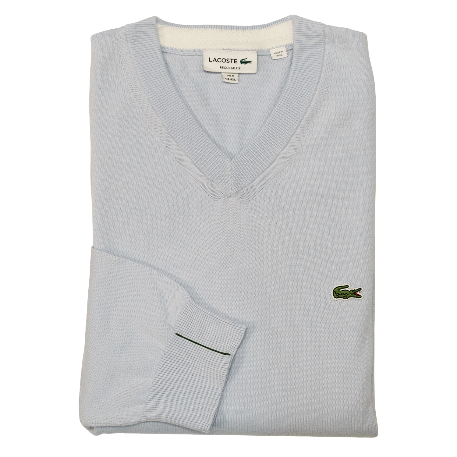 Phoenix Blue Cotton V-Neck Sweater